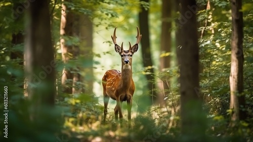 Portrait deer in the forest AI Generative © Tebha Workspace