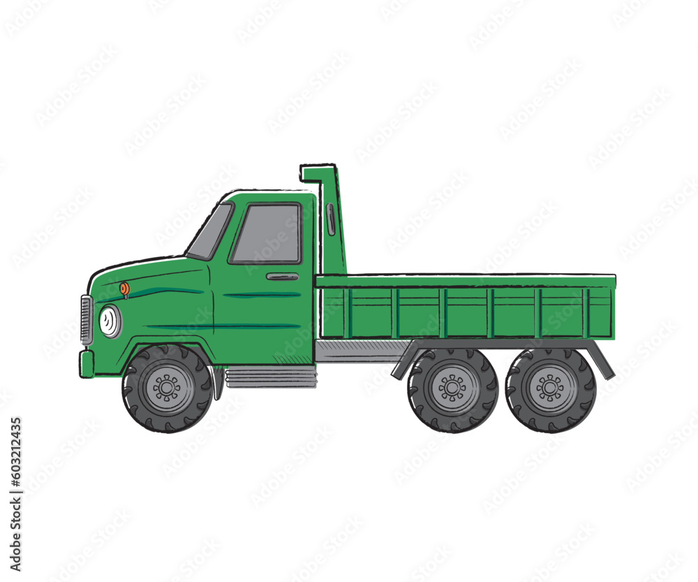 働く車 ダンプカー 手描きタッチベクターイラスト 働く車 ダンプカー 手描きタッチベクターイラスト
