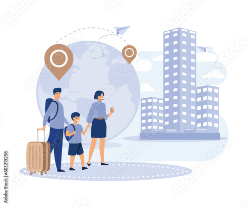 Characters searching and choosing apartment or house for renting or buying. Property market concept, isometric vector modern illustration