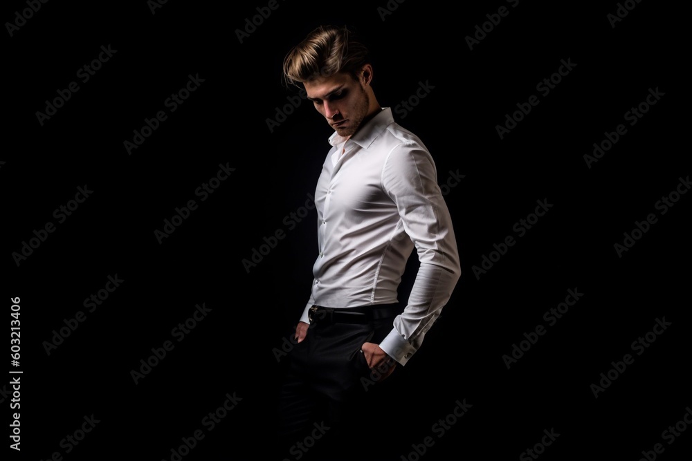 Portrait a cool man on the black background AI Generative Portrait a cool man on the black background AI Generative