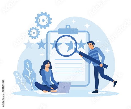 Employee performance abstract concept vector illustration set. Quality work, leadership role, legal liability, action and decision flat vector modern illustration 