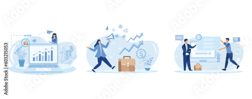Business growth abstract concept vector illustration set.  Corporate website, entrepreneur self-promotion, sales plan flat vector modern illustration 