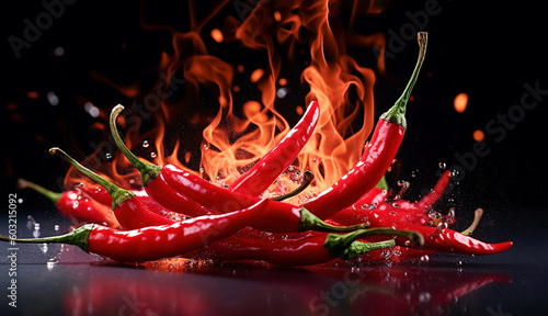 AI generative. Red hot chili peppers on fire