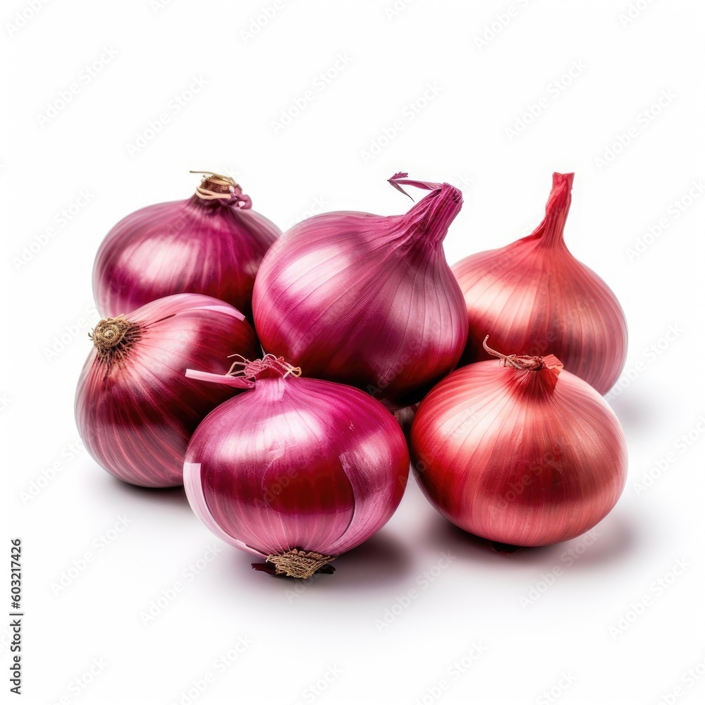 Red Onions isolated on white background (generative AI) Red Onions isolated on white background (generative AI)