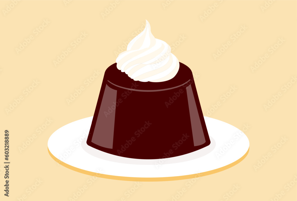 vector illustration of a coffee jelly on a plate for banners, cards, flyers, social media wallpapers, etc. vector illustration of a coffee jelly on a plate for banners, cards, flyers, social media wallpapers, etc.