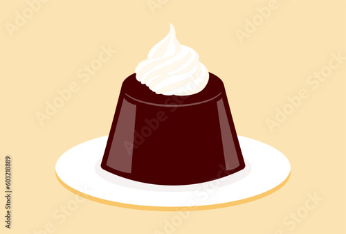 vector illustration of a coffee jelly on a plate for banners, cards, flyers, social media wallpapers, etc.