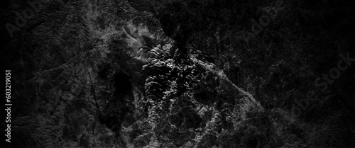 Abstract black background. Wide banner. Dark rock surface texture., dark grey black slate background. black grunge stone background, Panorama of Dark grey black slate background or texture.