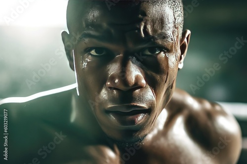 Close up boxer on the ring AI Generative