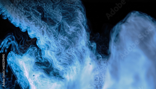 Mesmerizing Shiny Smoke with Glittering Fluid and Ink Water, Creating a Magical Mist of Blue Color Particles, Texture Paint Vapor, 