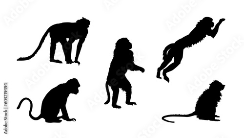 Simple Black Monkey Silhouette Vector
