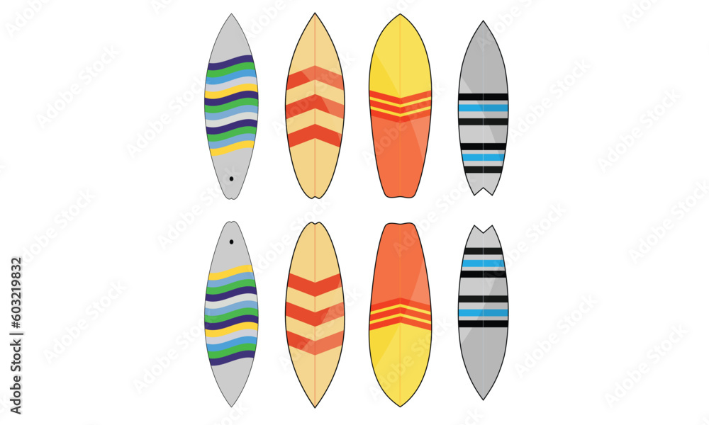 Vector Surfboard Icons isolated on white background Vector Surfboard Icons isolated on white background