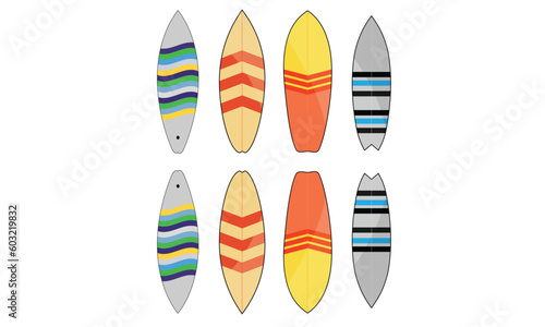 Vector Surfboard Icons isolated on white background