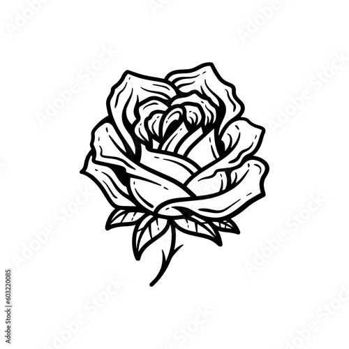 Fototapeta Naklejka Na Ścianę i Meble -  Hand drawn rose illustration. Abstract flower outline vector icon