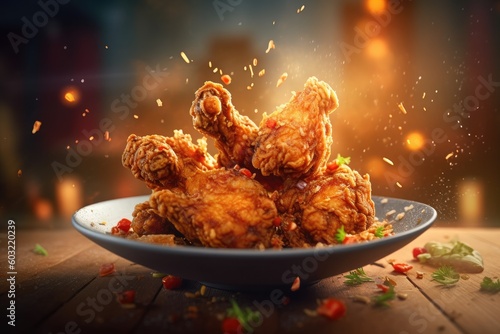 Delicious fried chicken on the plate AI Generative