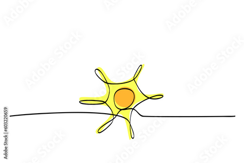 simple vector sketch sun at horizon single one line art, continuous