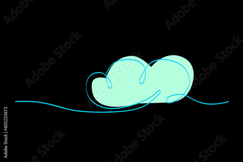 simple vector sketch cloud single one line art, continuous 
