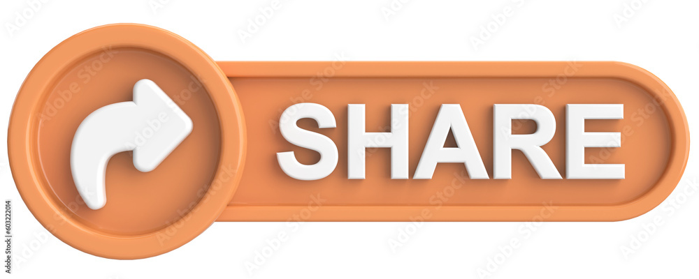 Share button. Share icon. 3D illustration. Share button. Share icon. 3D illustration.