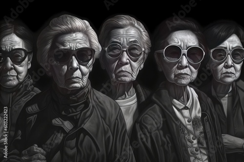 高齢者女性のグループポートレート,Generative AI AI画像 © beeboys