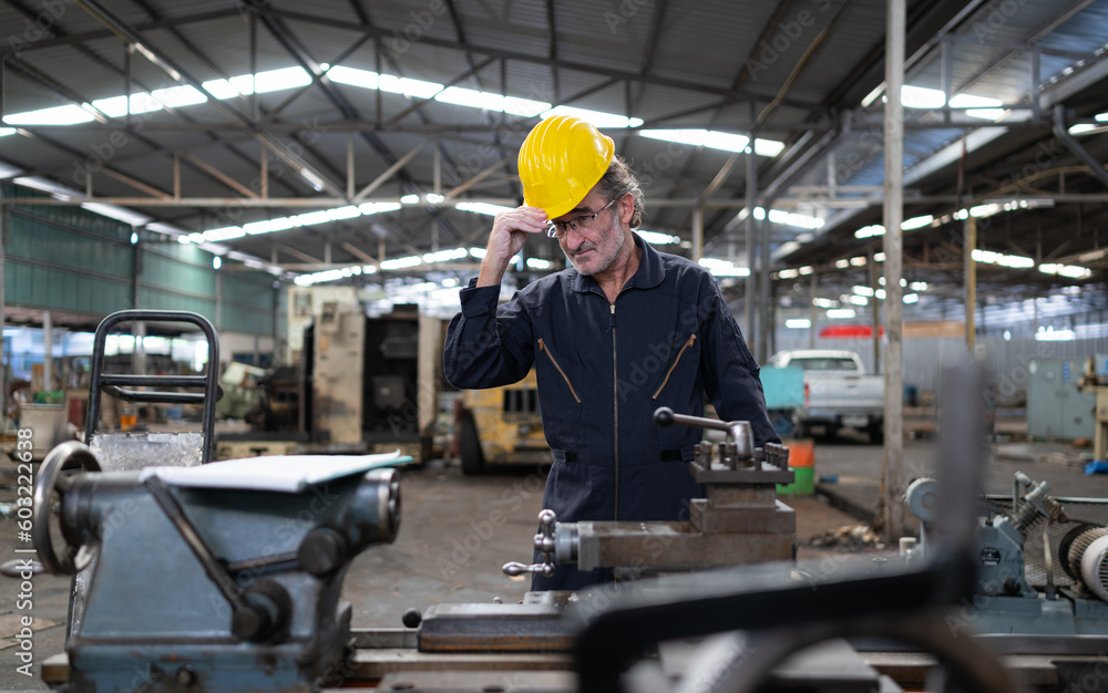 Senior engineer with fatigue from long and hard work Senior engineer with fatigue from long and hard work