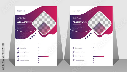 modern  and vector flyer design template for Business . Graphic design layout with gardiant color . A4 size and editable leaflet .  photo