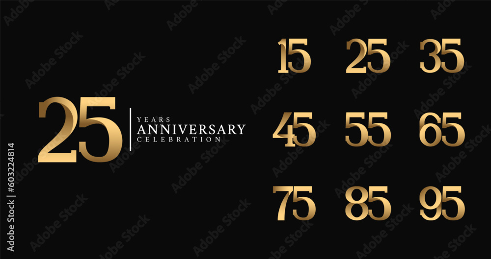 Set of anniversary logo with luxury style. Birthday number for happy moment, invitation or greeting card Set of anniversary logo with luxury style. Birthday number for happy moment, invitation or greeting card