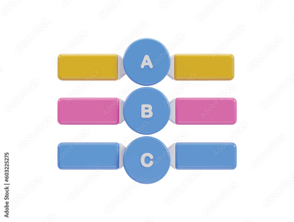 three colorful buttons with the number of a, b and c on them three colorful buttons with the number of a, b and c on them