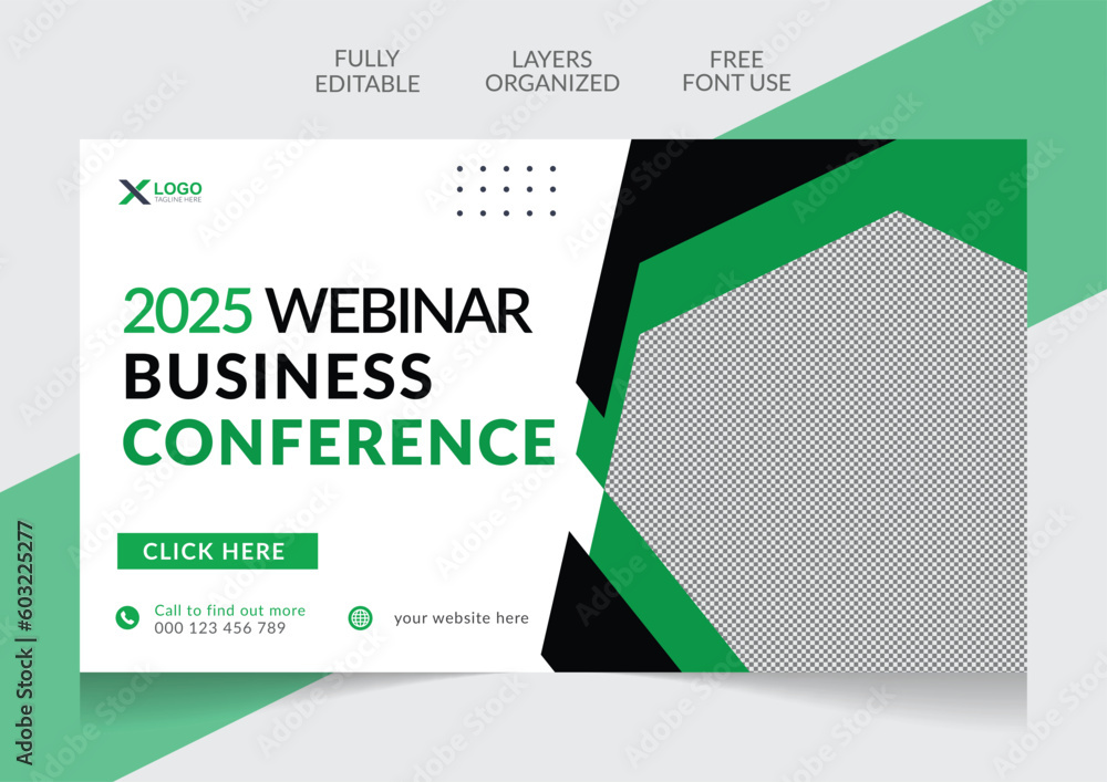 Webinar marketing business conference web banner and youtube thumbnail template