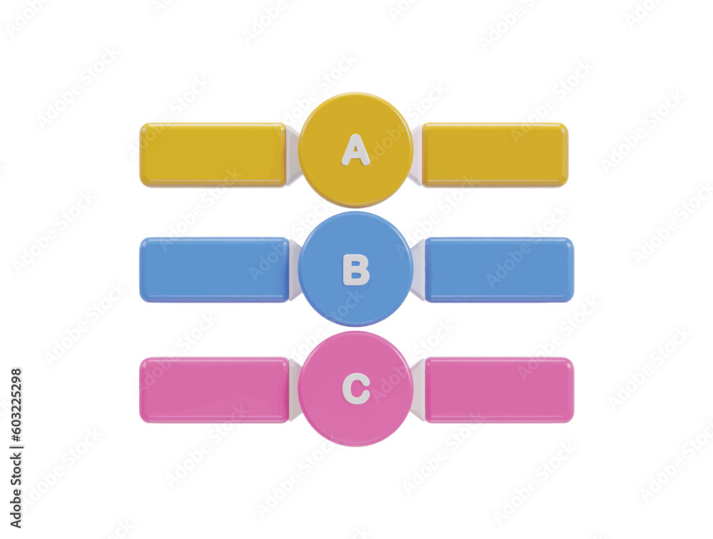 three colorful buttons with the number of a, b and c on them three colorful buttons with the number of a, b and c on them