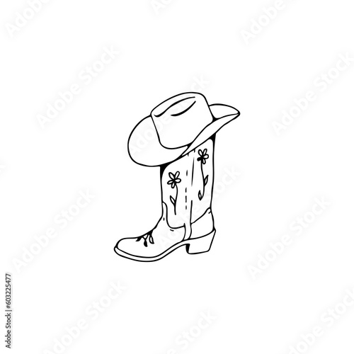 vector illustration of a cowboy hat and boots