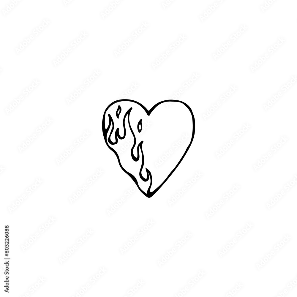 vector illustration of heart with fire concept vector illustration of heart with fire concept