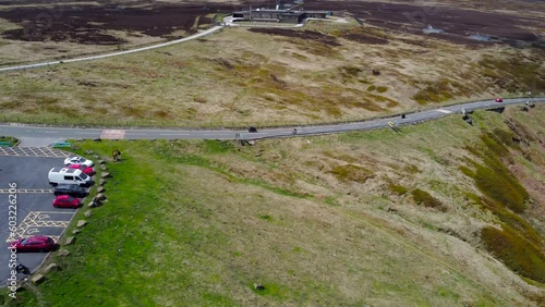 Aerial view of Peak District winding road in the mountain (2)  photo