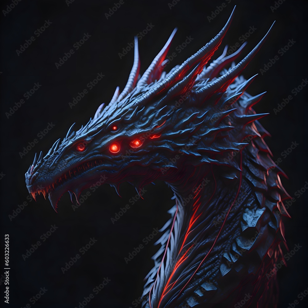 Fototapeta premium the head of the red dragon Generative AI