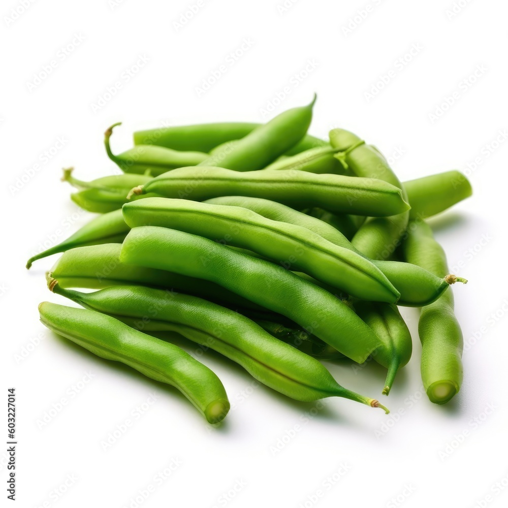 Green Beans isolated on white background (generative AI)