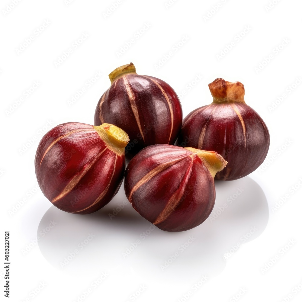 Obraz premium Water Chestnuts isolated on white background (generative AI)