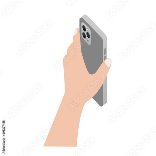 QR code scan to smartphone. Hand holding smartphone mockup. Qr code for payment concept. Vector.