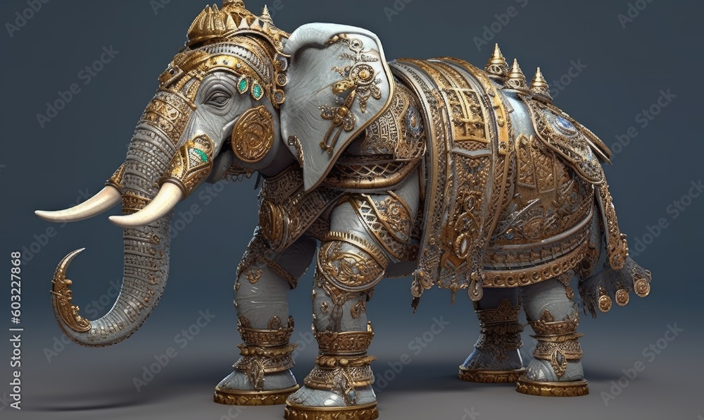 Behold the mighty anthropomorphic elephant, armored and ready for battle. Creating using generative AI tools Behold the mighty anthropomorphic elephant, armored and ready for battle. Creating using generative AI tools