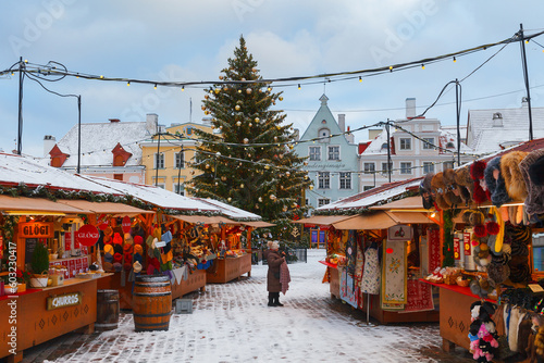 TALLINN, ESTONIA - DEC 25, 2022: Traditional Estonian Christmas Market