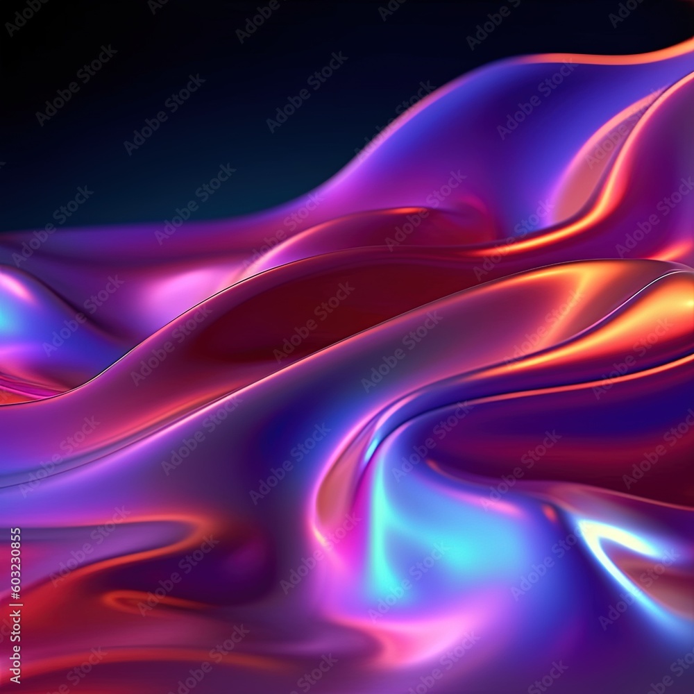 Fototapeta premium abstract colorful wavy lines on dark background.Generative Ai