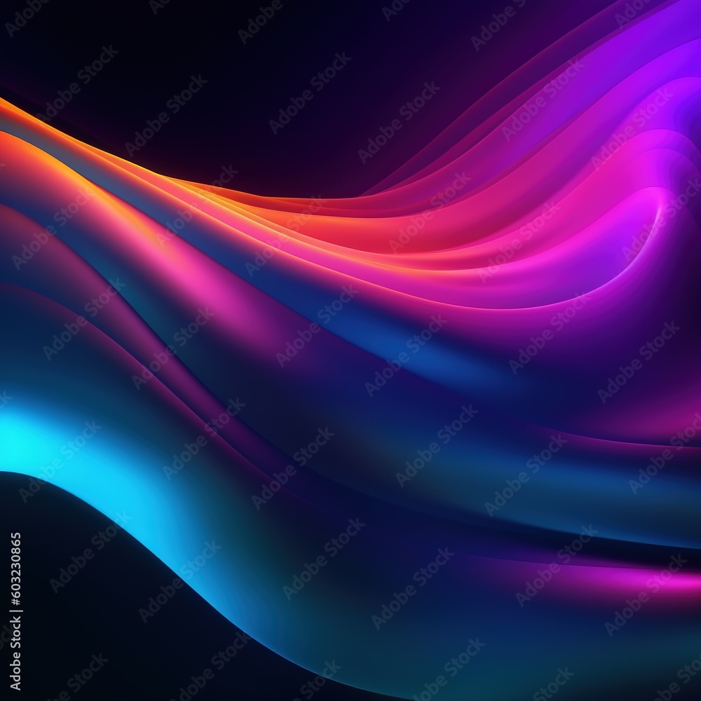 abstract colorful wavy lines on dark background.Generative Ai abstract colorful wavy lines on dark background.Generative Ai