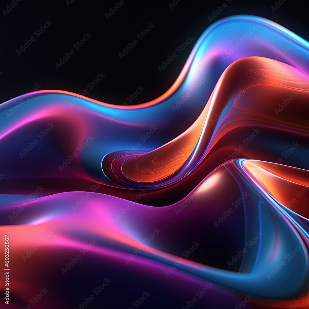 Fototapeta premium abstract colorful wavy lines on dark background.Generative Ai