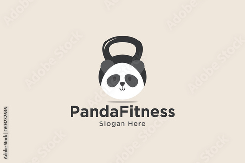 Panda Fitness logo design template element vector suitable for fitness business kids vector