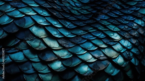  a close up of a blue bird's feathers pattern. generative ai
