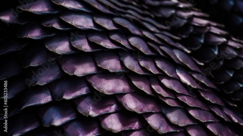  a close up of a purple snake skin pattern on a black background. generative ai