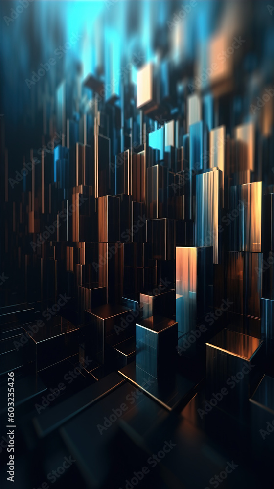 Obraz premium Blue metal rectangular array background,created with generative ai tecnology.
