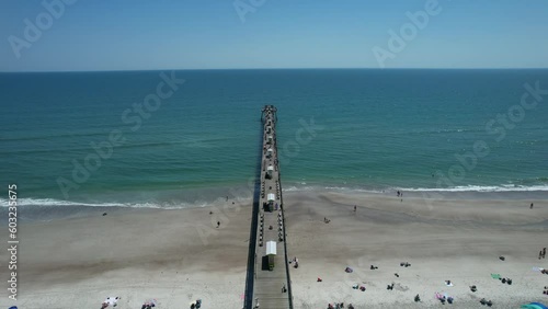 Wide drone shot of the Bogue inlet pier, epic aerial shot photo