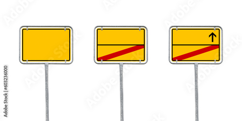 Isolated Empty Yellow German City Sign With Free Copy Space