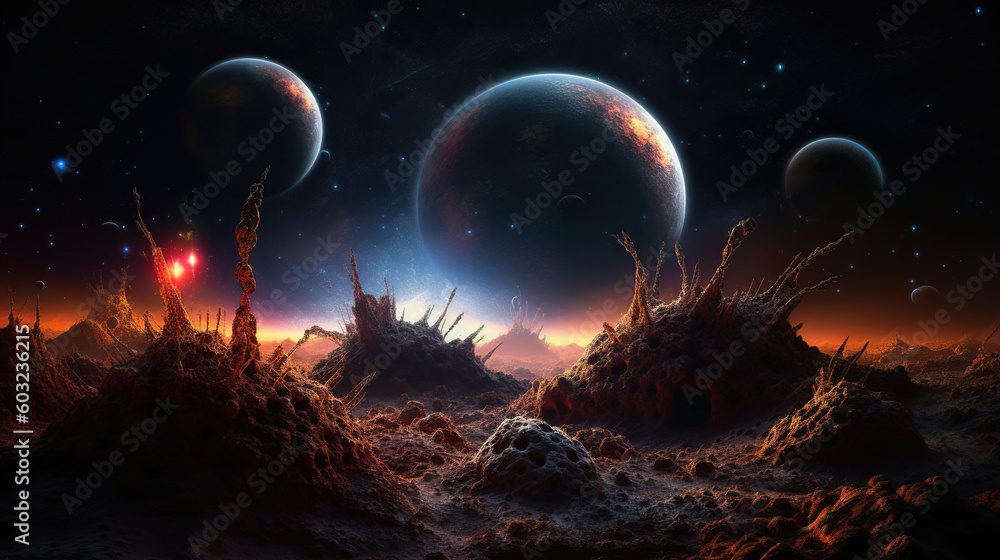 alien planet surface. Generative Ai alien planet surface. Generative Ai