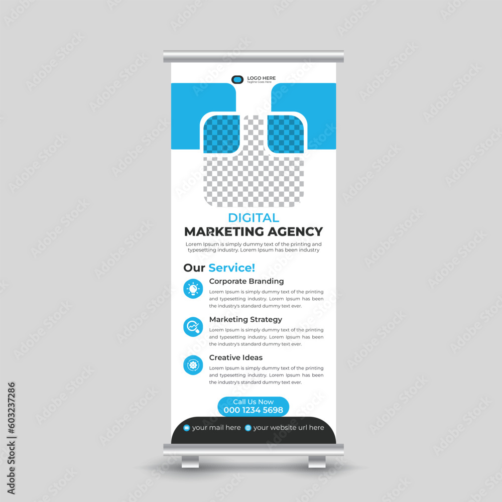 Naklejka premium Professional corporate creative modern marketing roll up banner design template for your business
