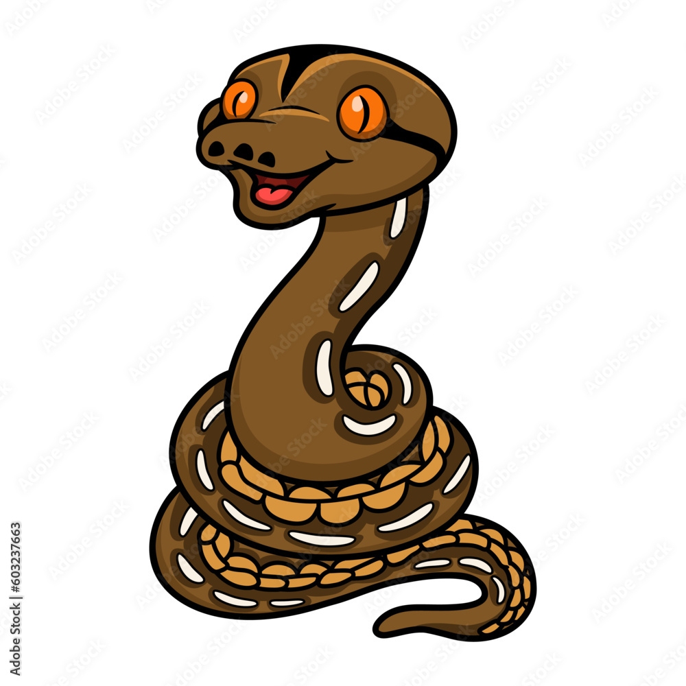 Fototapeta premium Cute tiger reticulatus python cartoon