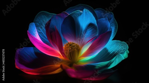  a colorful flower with a black background and a black background. generative ai